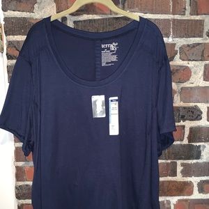 New navy blue shirted side top 3x